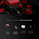 Colar Rosa Eterna Preservada + Colar "Eu Te Amo" em 100 Idiomas